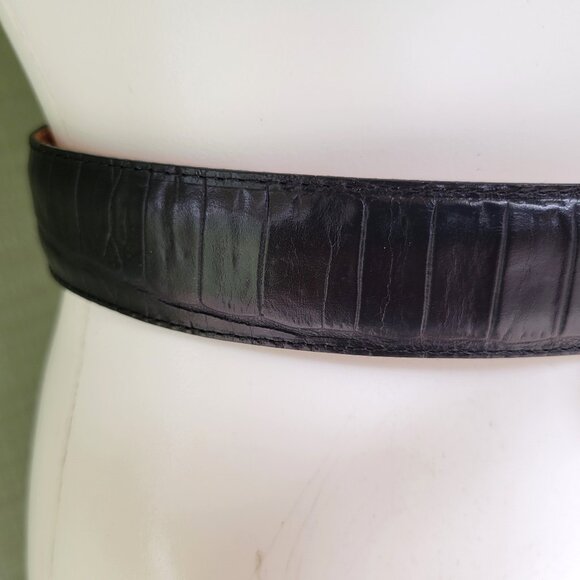 BRIGHTON Black Mock Croc Leather Belt Small - Picture 4 of 5